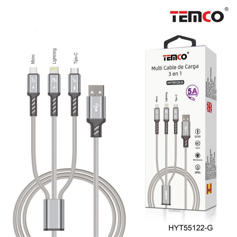 Cable 3 en 1 Lightning-Micro USB-Tipo C SuperCharg