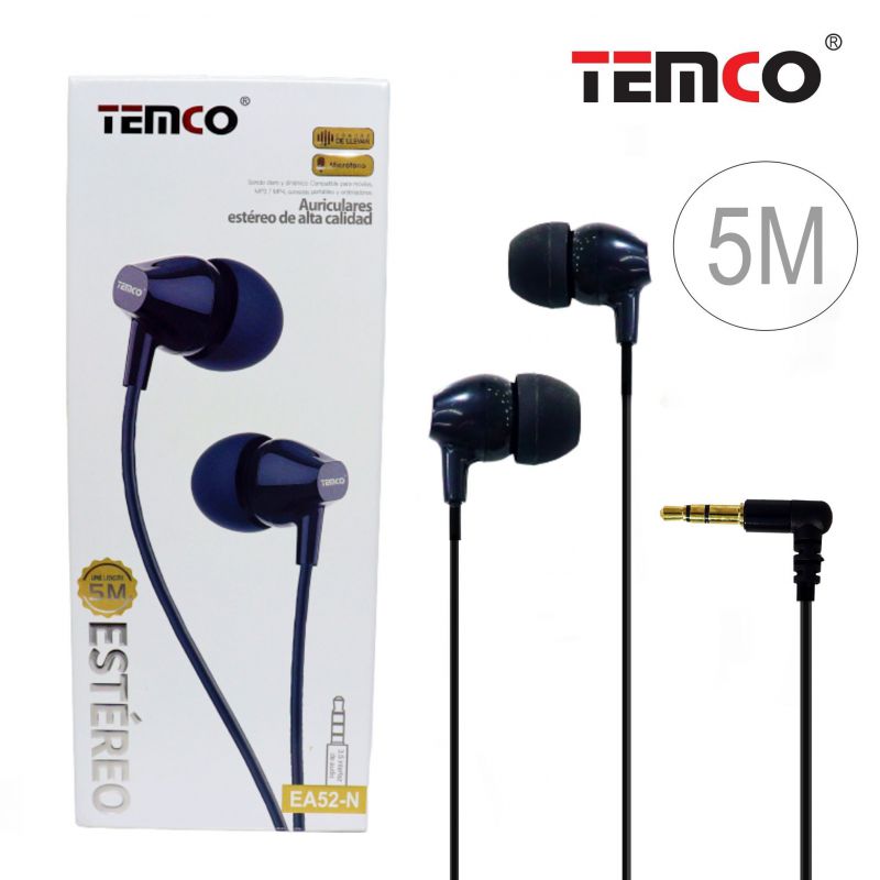 Auriculares con cable 5m Negro