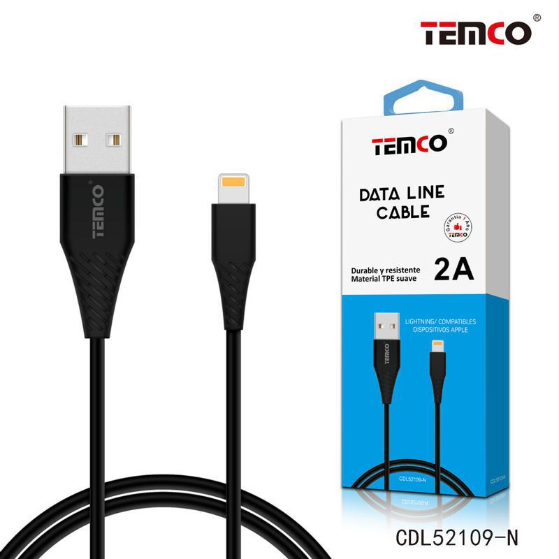 Cable TPE 2A 1m Lightning Negro