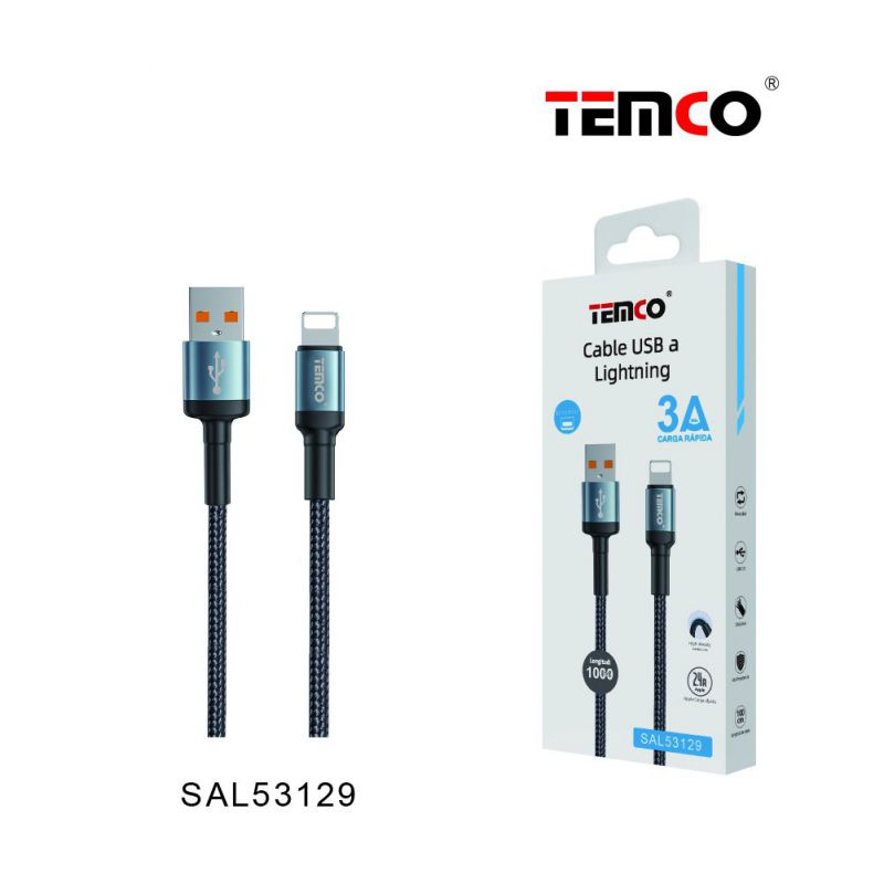 Cable USB A to Lightning 3A 1M