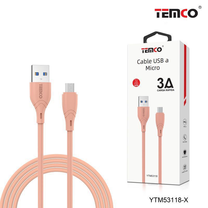 cable 3a 1m micro usb rosa