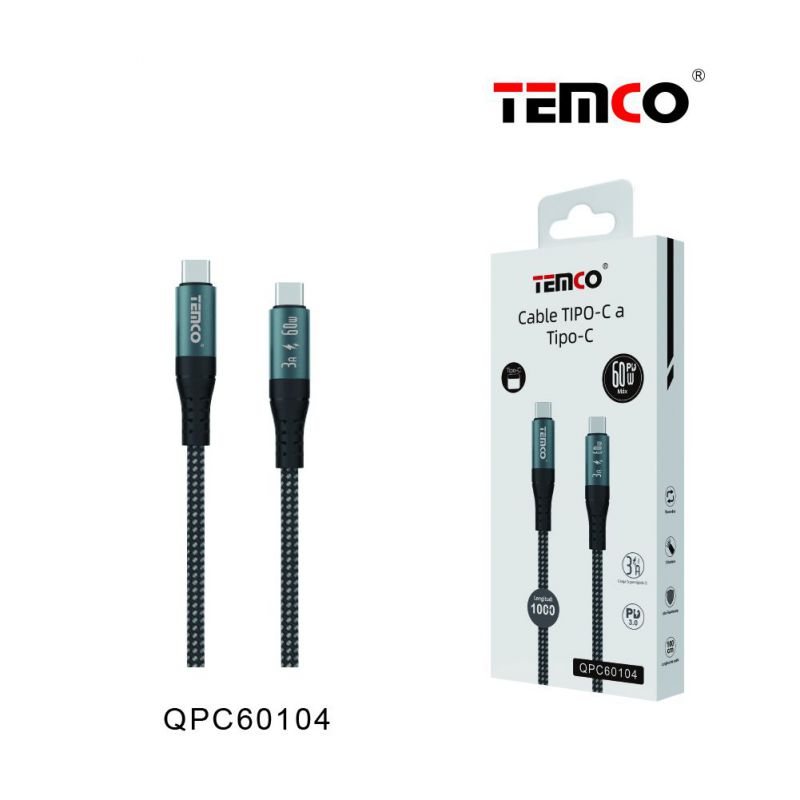 Cable USB A to Tipo C PD60W 3A 1M OD5.0