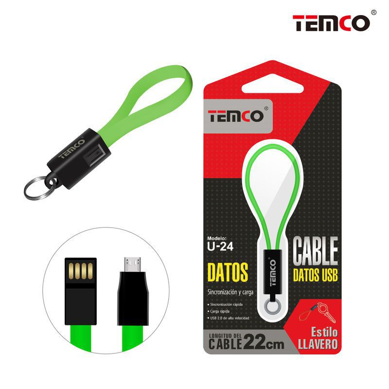Cable Llavero Micro USB Verde