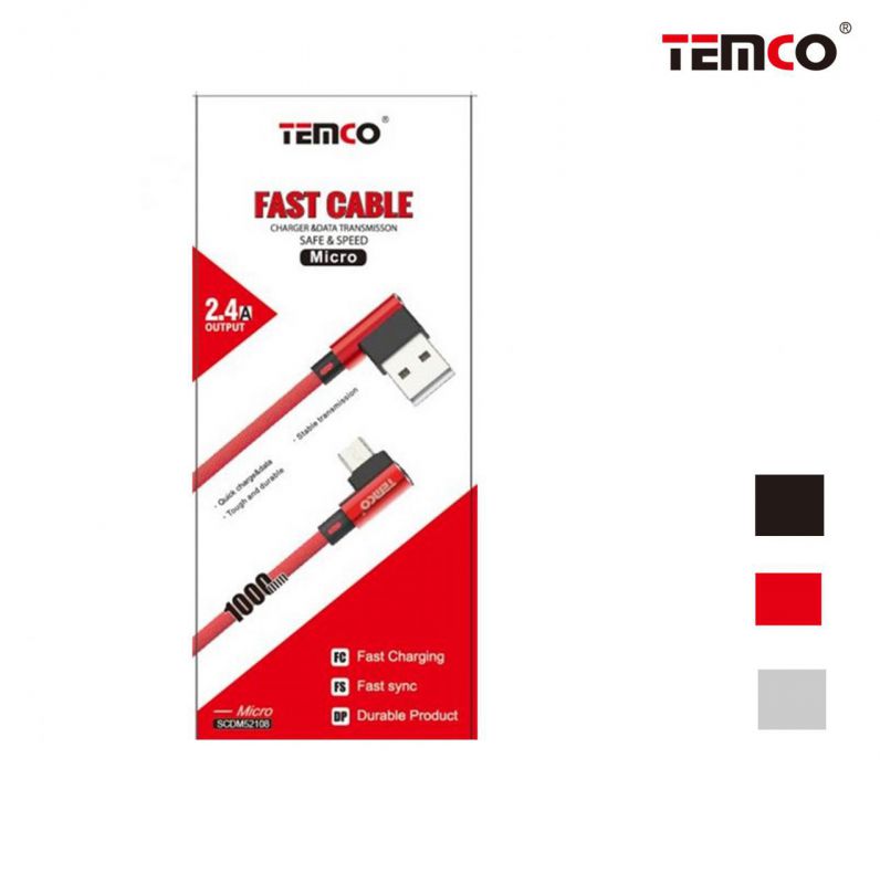 Cable Micro USB 2.4A 1m Rojo