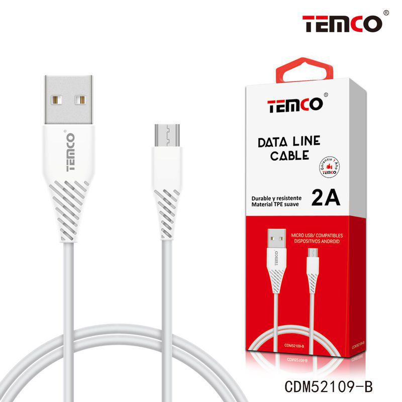 Cable TPE 2A 1m Micro USB 5P Blanco