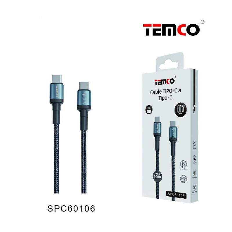 Cable USB a Tipo c PD60W 3A 1M OD3.6